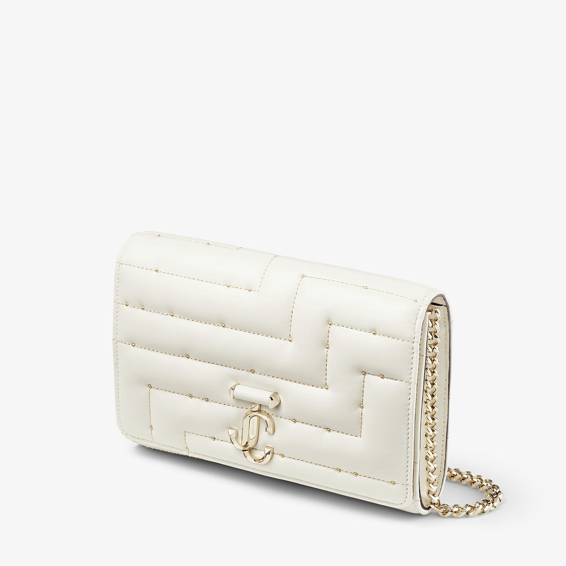 VARENNE CLUTCH Latte Avenue Nappa Leather Clutch Bag with JC Emblem Summer Collection JIMMY CHOO CA