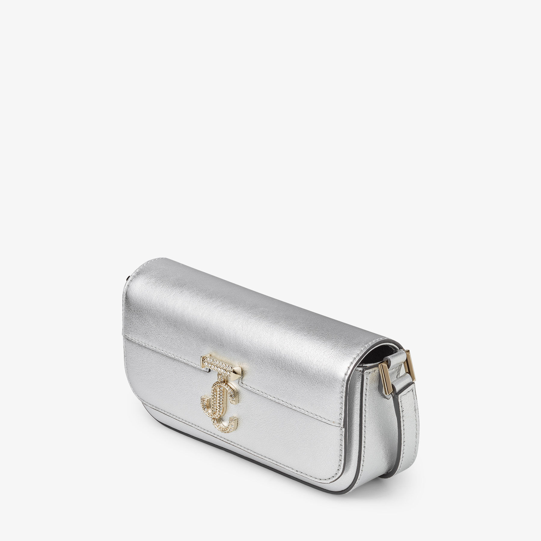 AVENUE MINI SHLDR | Silver Metallic Nappa Mini Shoulder Bag with 