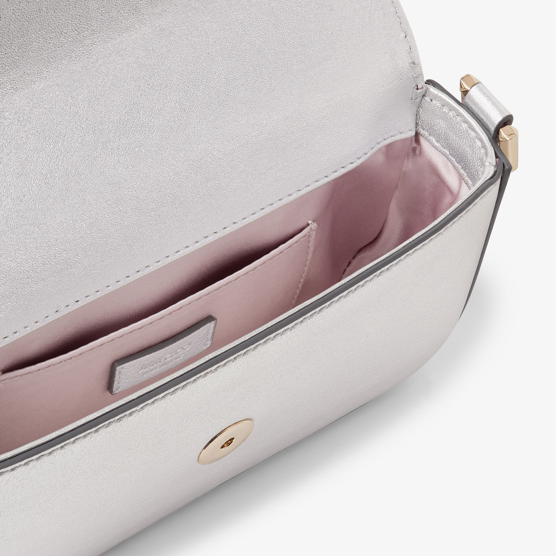 AVENUE MINI SHLDR | Silver Metallic Nappa Mini Shoulder Bag with 