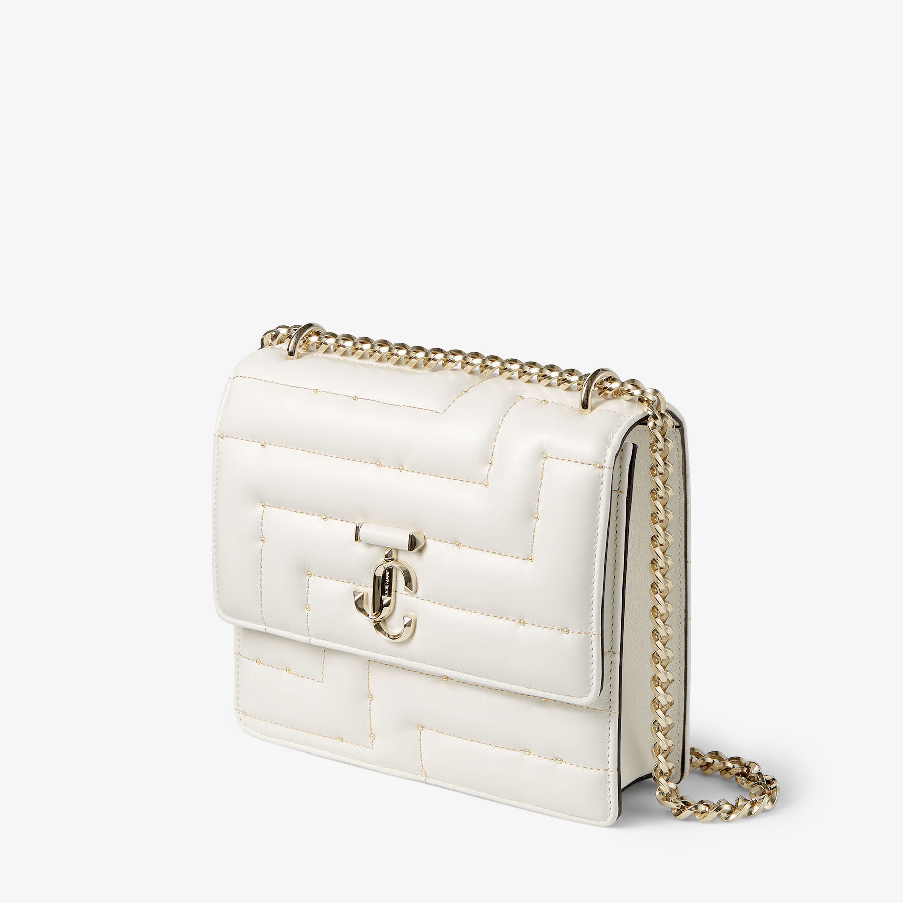 VARENNE SHOULDER Latte Avenue Nappa Leather Shoulder Bag with JC Emblem Summer Collection JIMMY CHOO CA