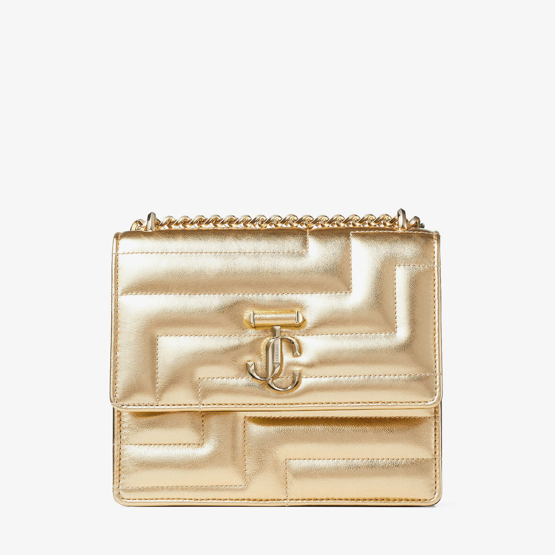 Gold Avenue Metallic Nappa Leather Bag with Light Gold JC Emblem 