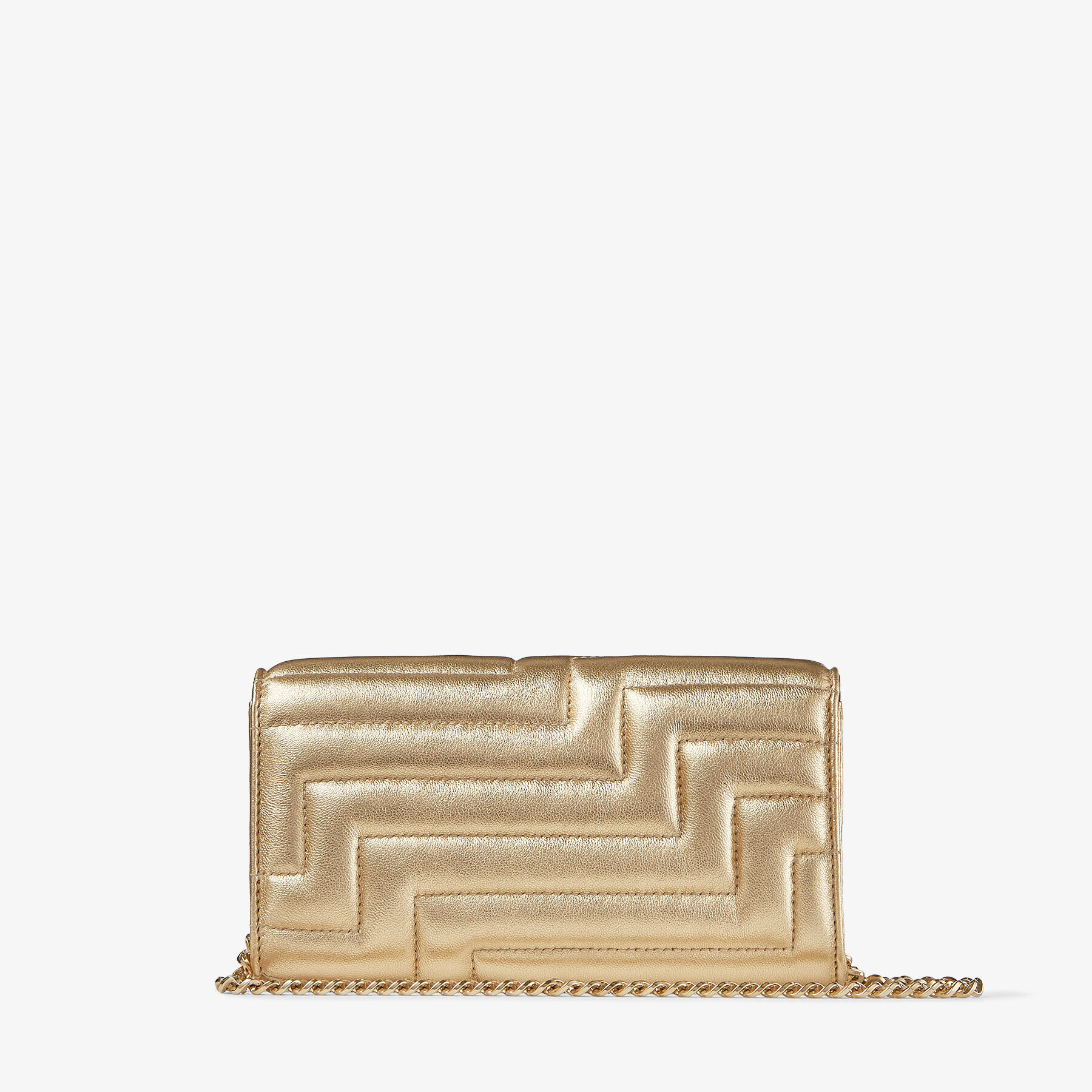 AVENUE WALLET/CHAIN  Gold Quilted Metallic Nappa Wallet with