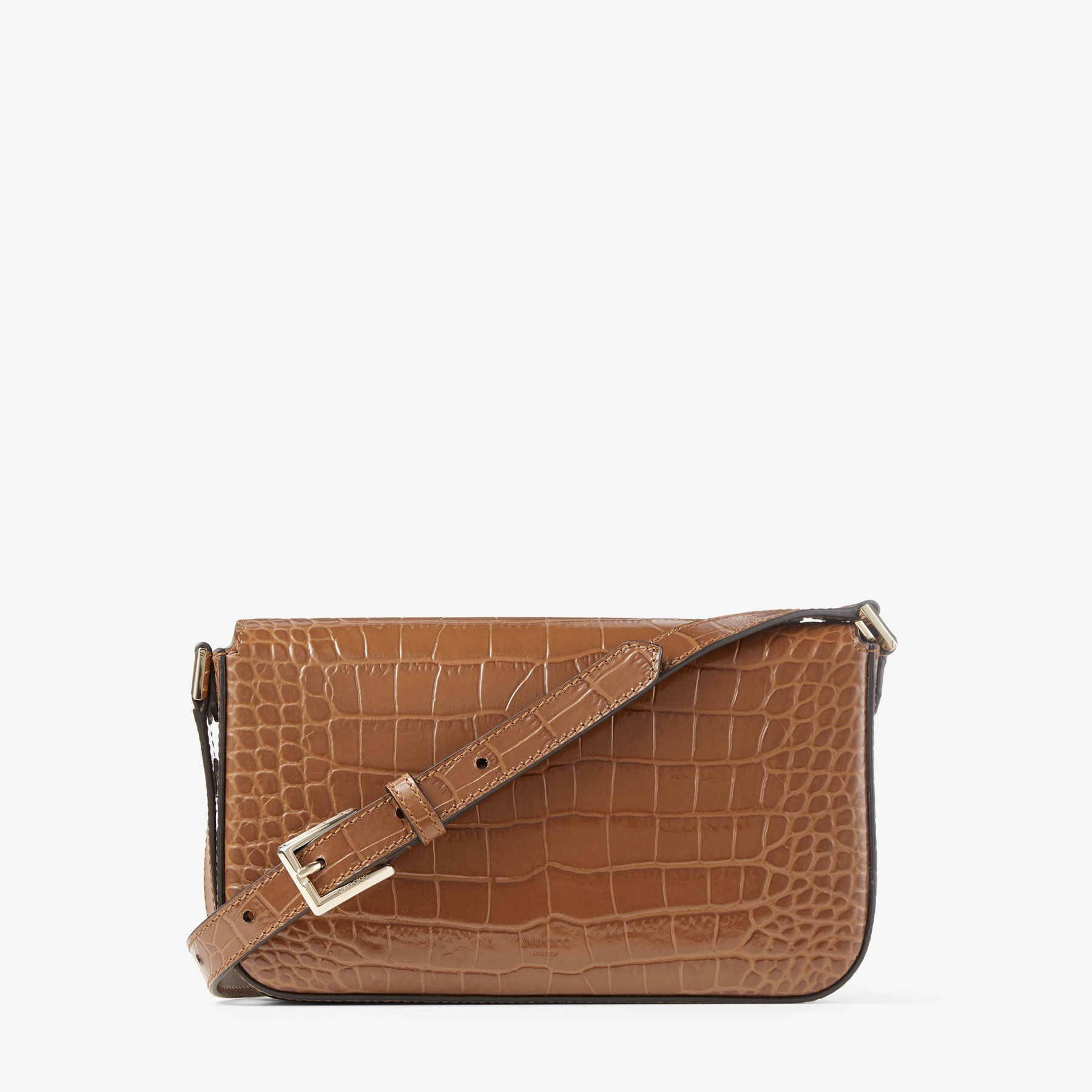  Other Stories Patent Leather Croc Embossed Bag in Brown