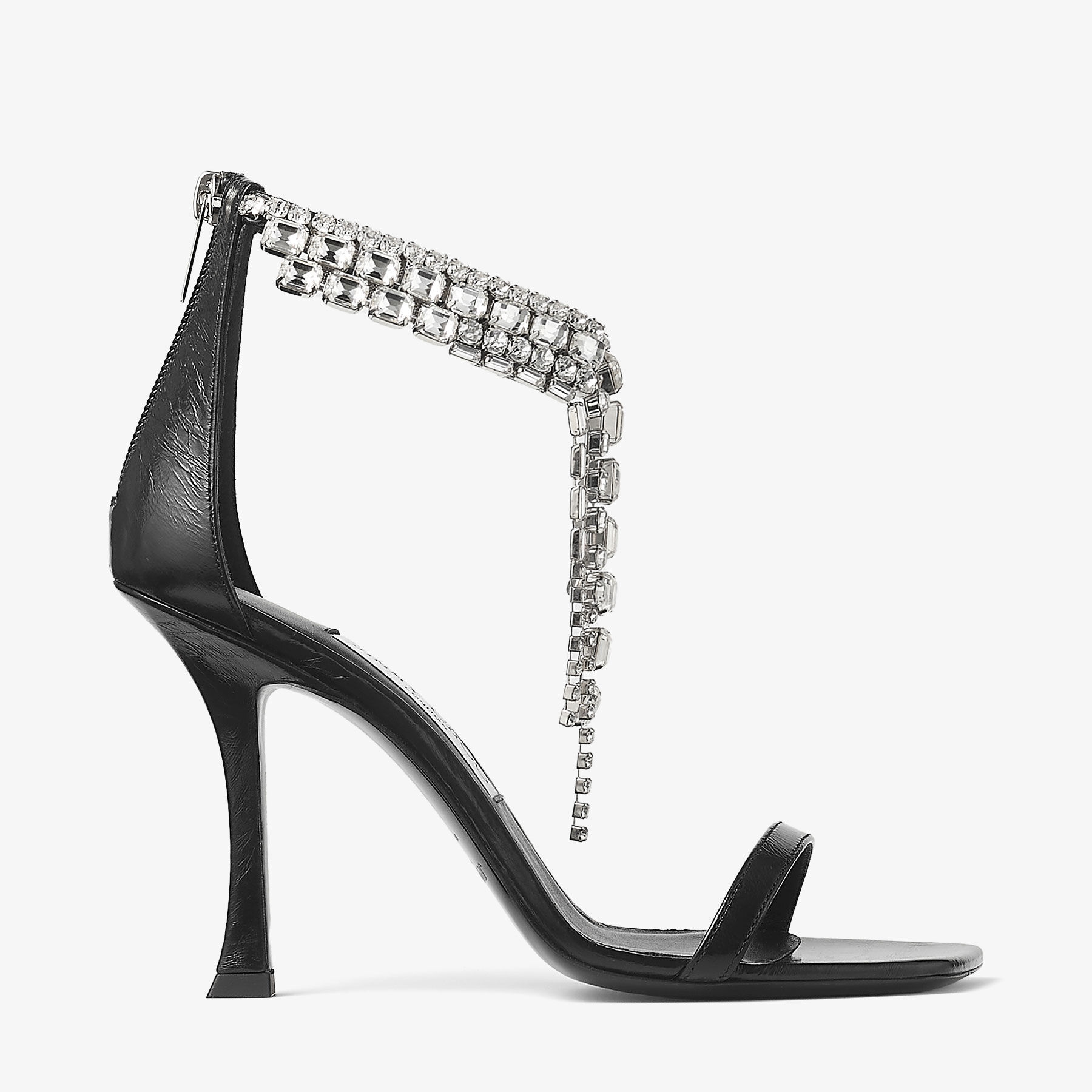 Verity Sandal 100 | Black Vintage Metallic Leather Sandals | JIMMY CHOO