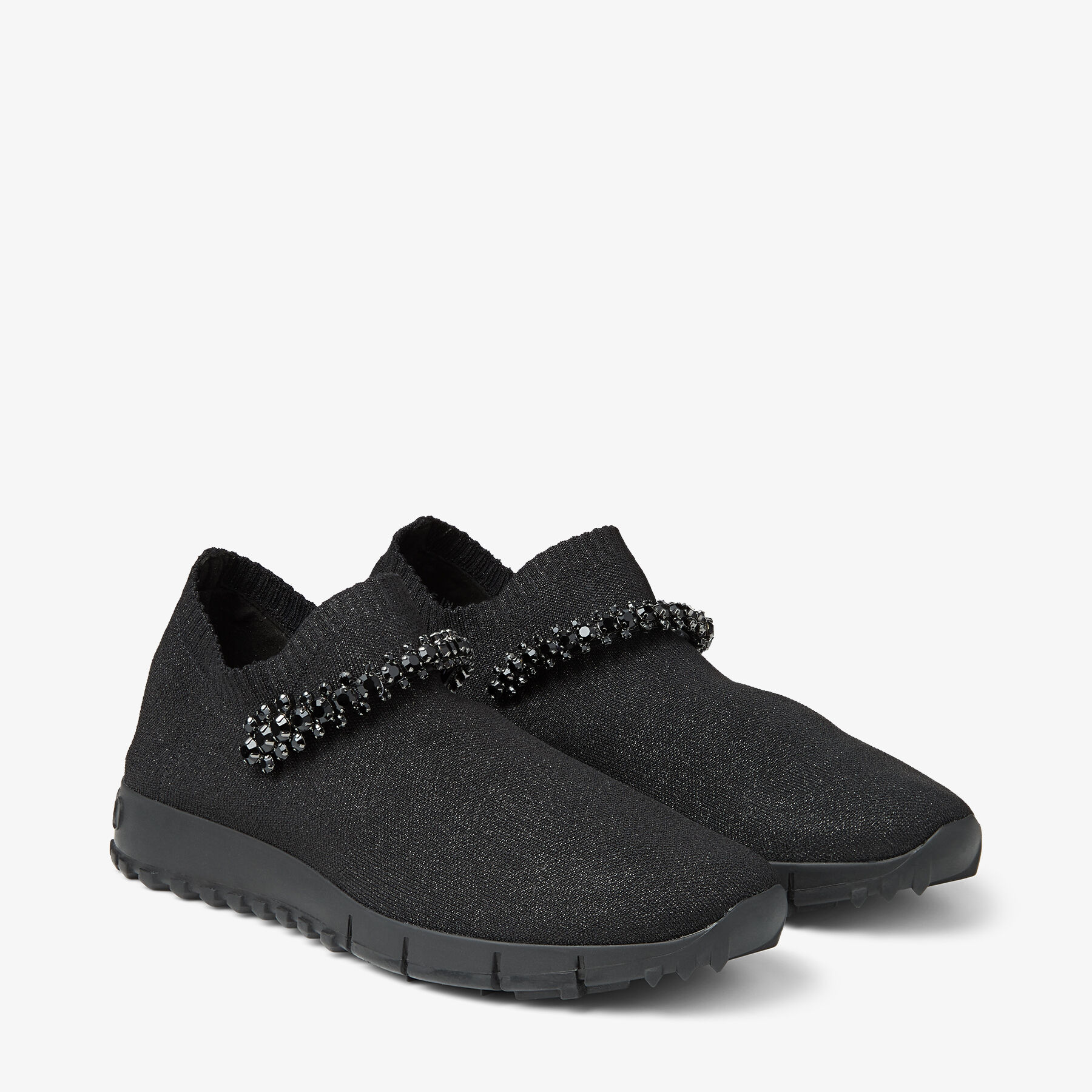 Black Knit Trainers with Crystals VERONA Autumn 2022 Collection JIMMY CHOO