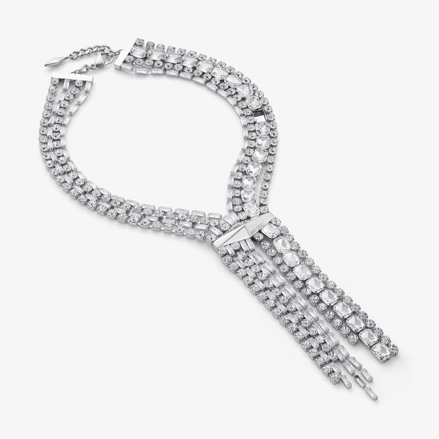 Zandra Necklace | Silver-Finish Crystal Necklace | JIMMY CHOO