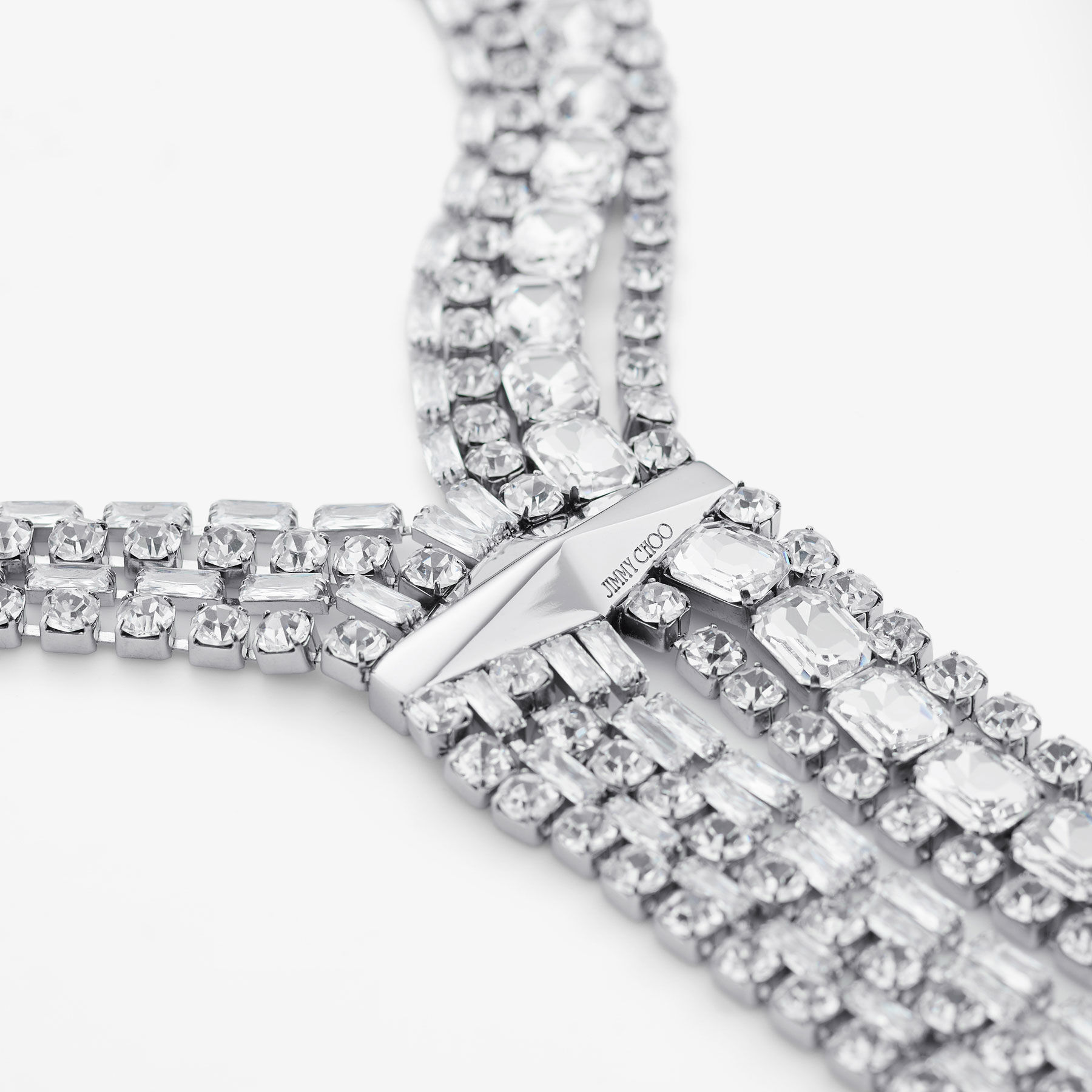 Zandra Necklace | Silver-Finish Crystal Necklace | JIMMY CHOO