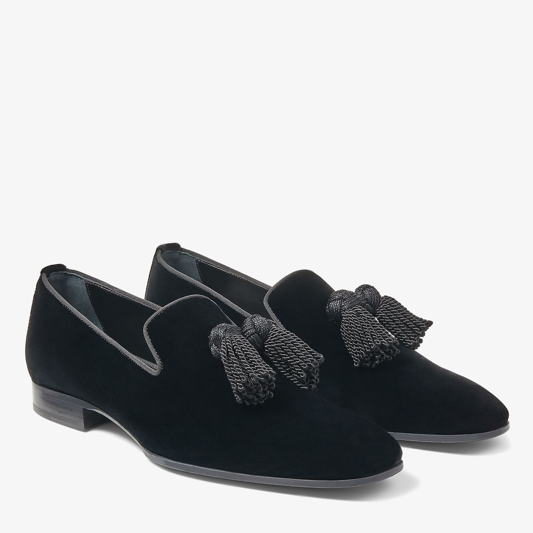 Black Velvet Slip-On Shoes with Tassel | FOXLEY/M| Autumn-Winter 