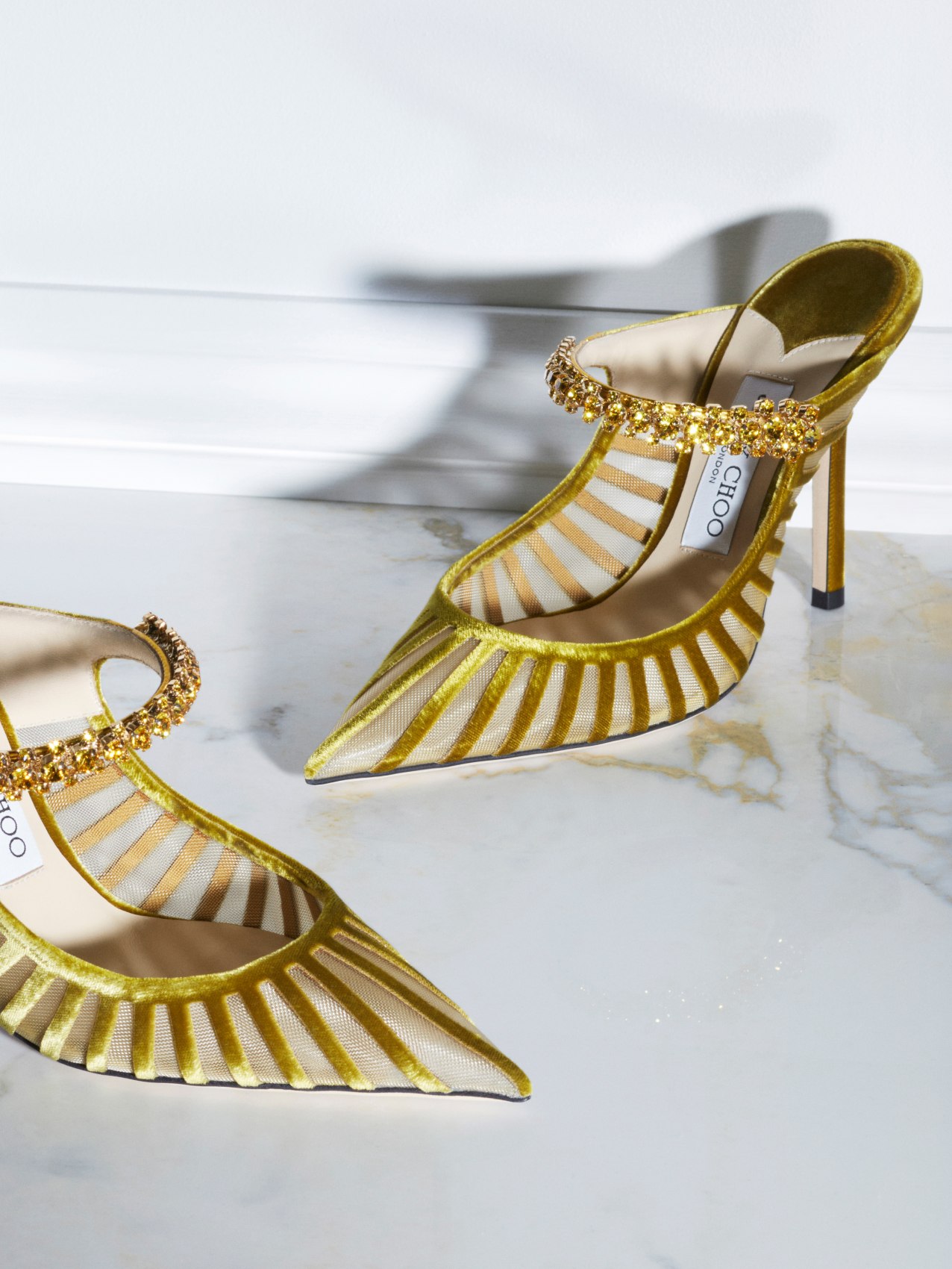 Jimmy Choo velvet Bing pumps with crystal strap