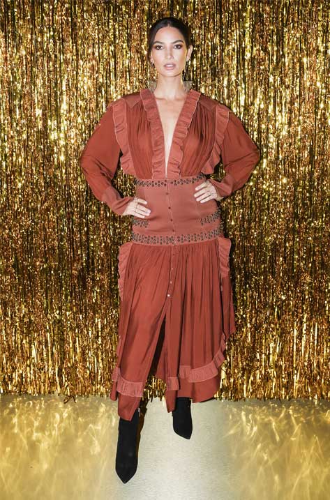 Lily Aldridge wearing HELAINE Spotted Choo World JIMMY CHOO