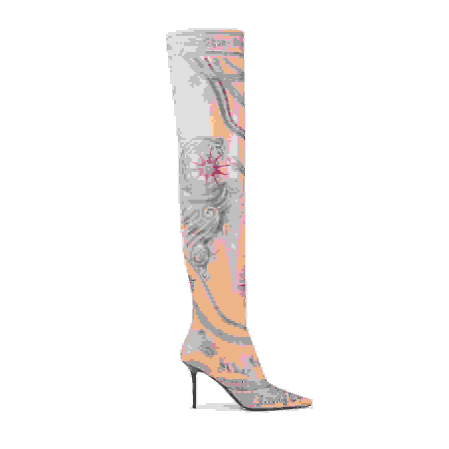 JIMMY CHOO / JEAN PAUL GAULTIER OVER THE KNEE | Beige Tattoo Printed ...