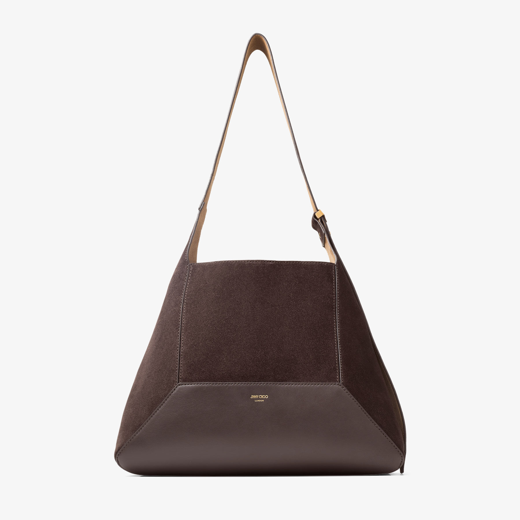 Diamond Hobo M Coffee Suede Shoulder Bag JIMMY CHOO