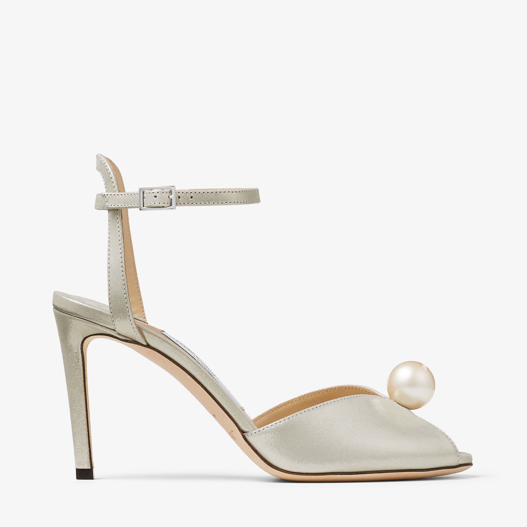 SACORA 85 | Champagne Shimmer Suede Sandals with Pearl