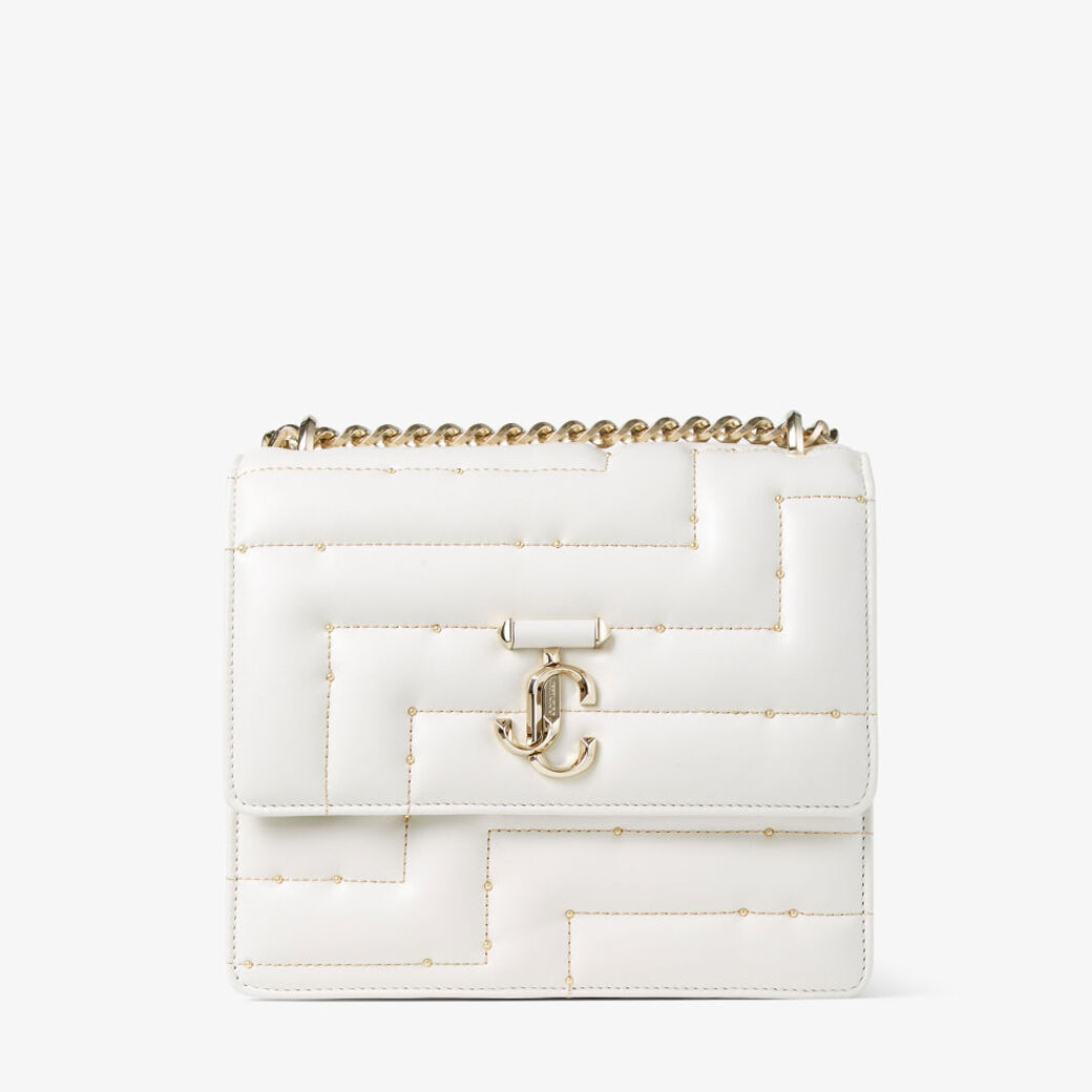 Rectangular nappa leather crossbody bag - White