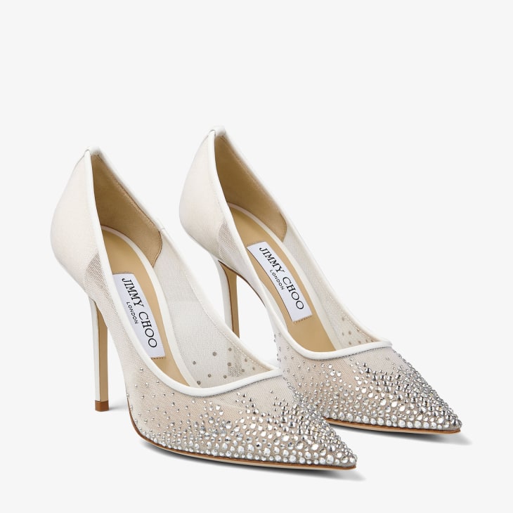 未使用 箱付 ジミーチュウ JIMMY CHOO 現行販売商品 ROMY 85 シルク