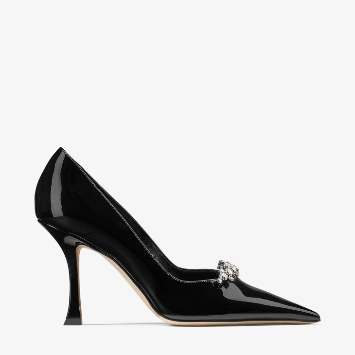 パンプス Jimmy Choo J000176239 Pumps Black Patent Leather Pointed-Toe Pumps with JC Emblem | LOVE