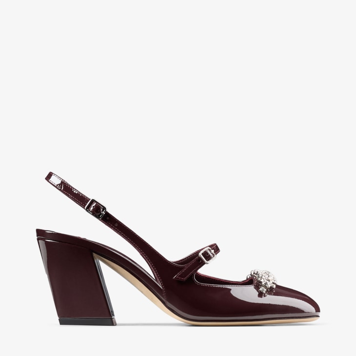 シューズ・サンダルその他 JIMMY CHOO Woman Shoes Black BING100PAT PAT Bing 100 | Black Patent Leather Mules with Crystal Strap