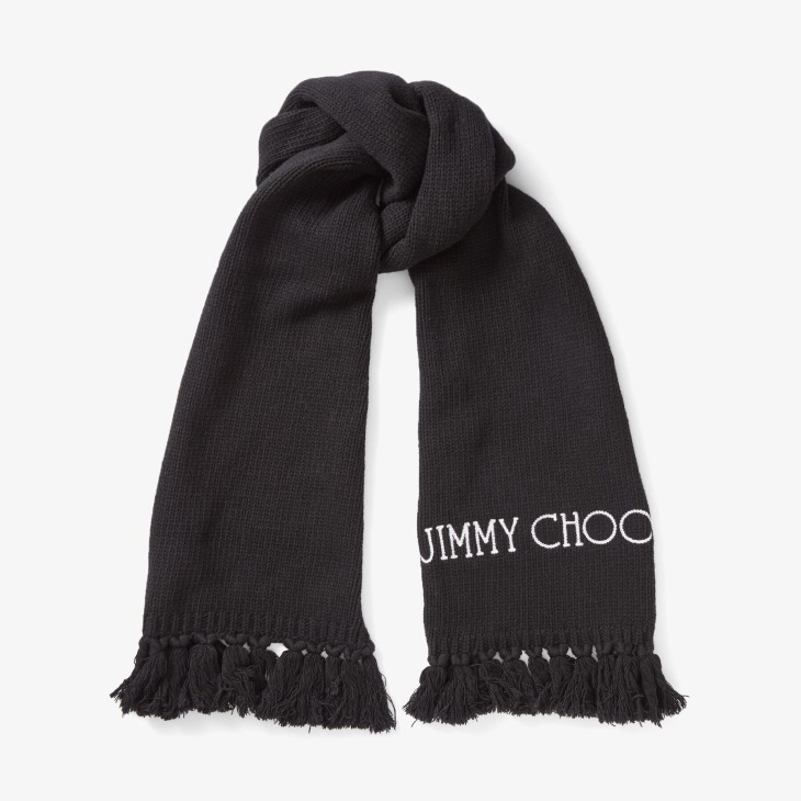 Jimmy Choo \u00c9charpe en soie noir-blanc motif graphique style d\u00e9contract\u00e9 Accessoires Écharpes Écharpes en soie 