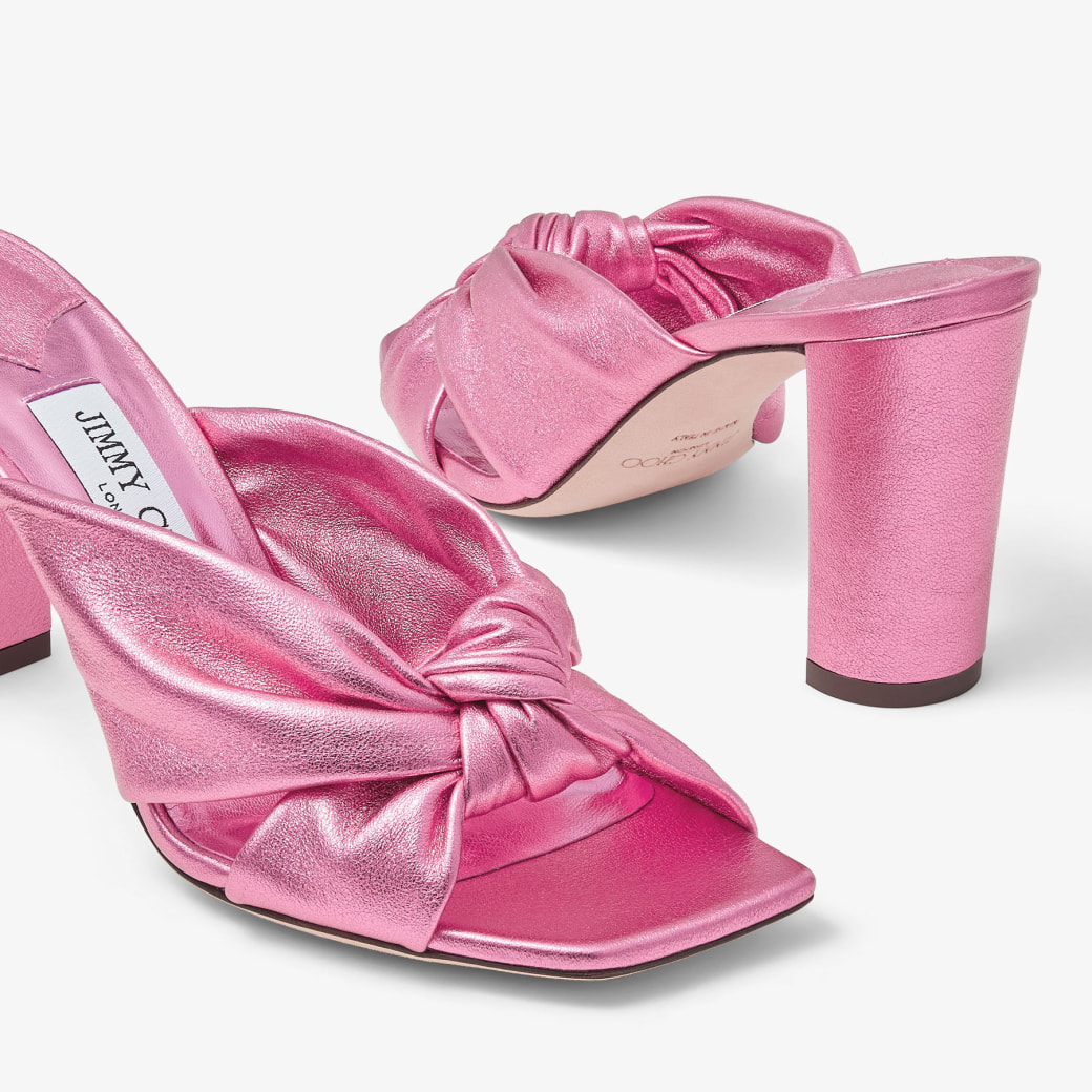 【完売必至】Jimmy Choo Avenue 85 メタリックレザーサンダル AVENUE 85 | ゴールド メタリックナッパレザー・ミュール | 2023