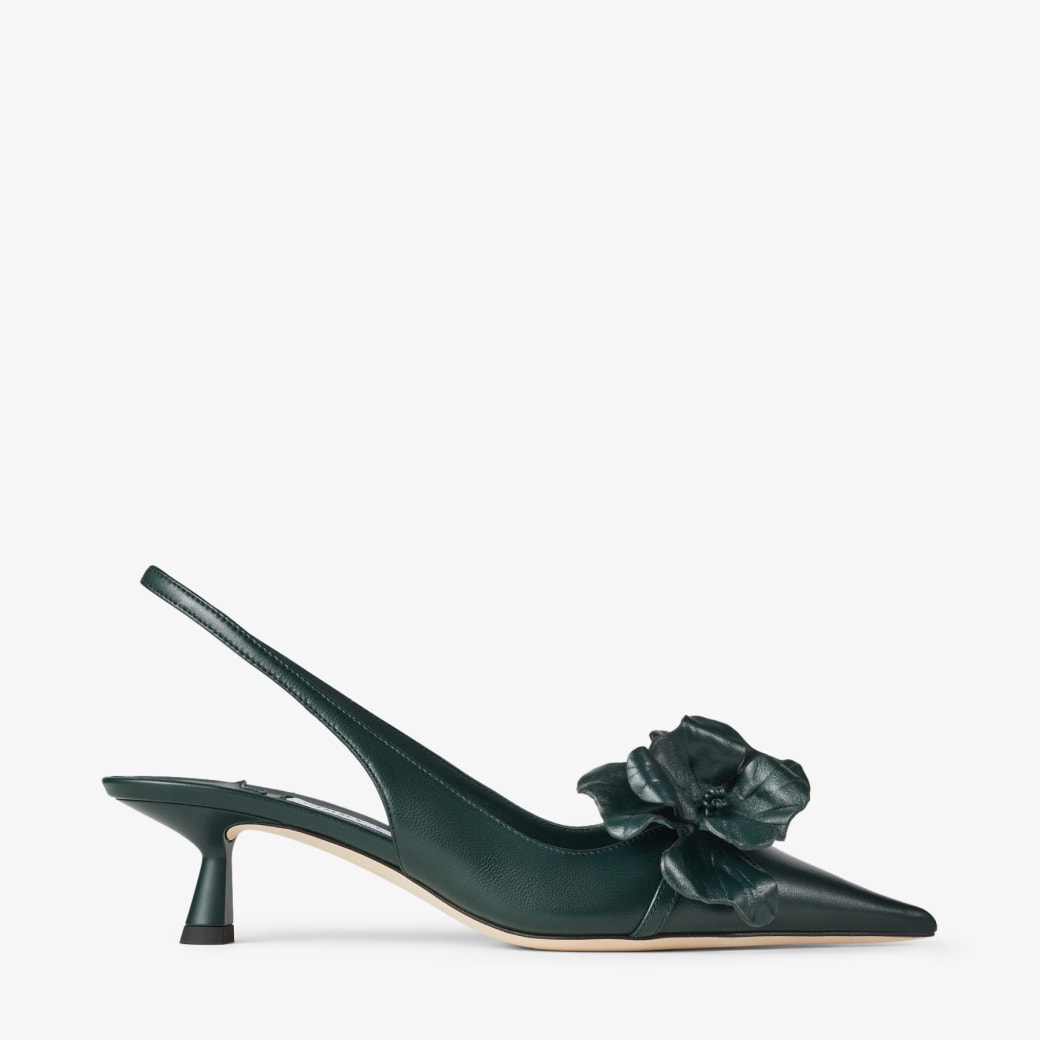 パンプス JIMMY CHOO AMITA FLOWER NAPPA LEATHER SINGLE BACK PUMPS AMITA/FLOWERS 45 | Rose Nappa Leather Sling Back Pumps with