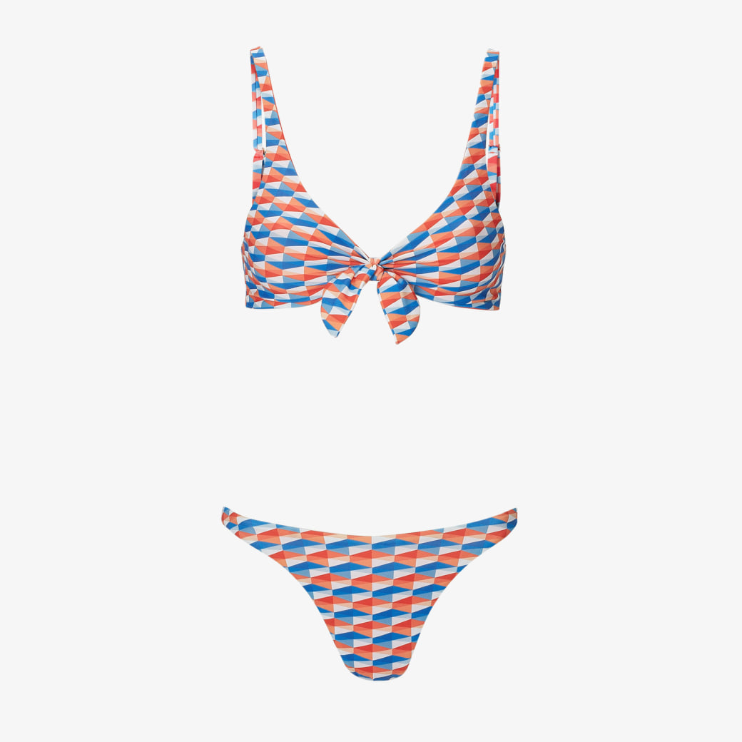 Apia | Paprika/Sky Diamond Print Recycled Nylon and Lycra