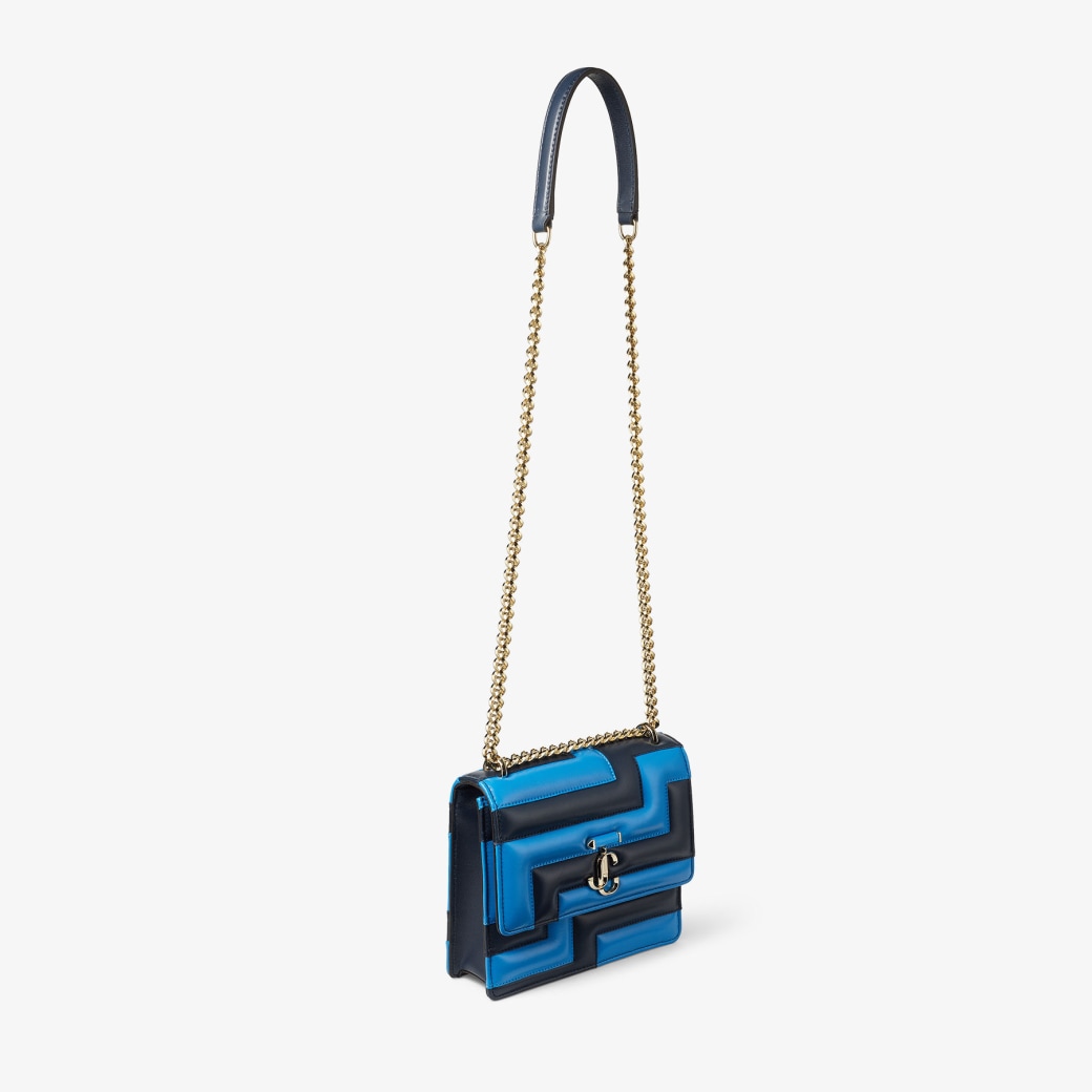 Jimmy Choo Avenue Quad ショルダーバッグ ネイビー/スカイ Avenue Quad | Navy and Sky Avenue Nappa Leather Shoulder Bag
