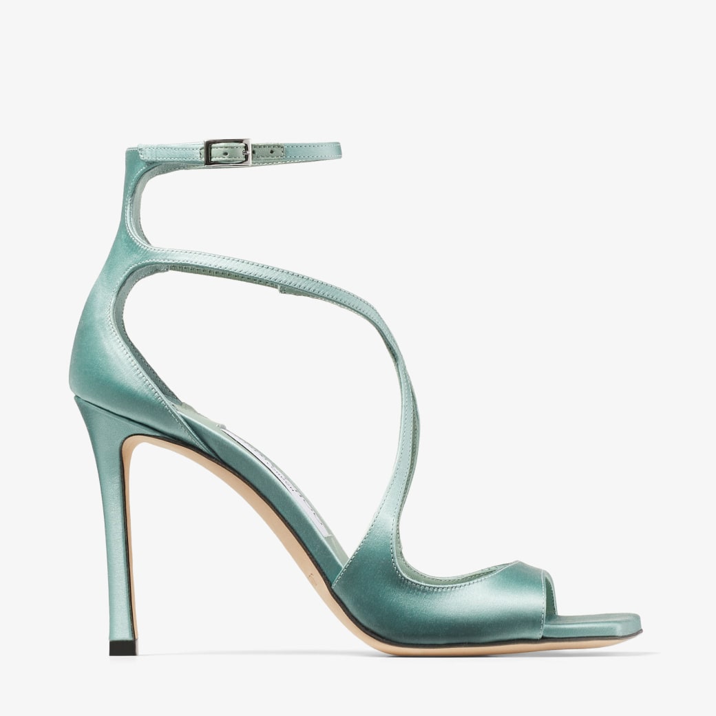 AZIA 95 | Smoke Green Satin Sandals | Summer Collection