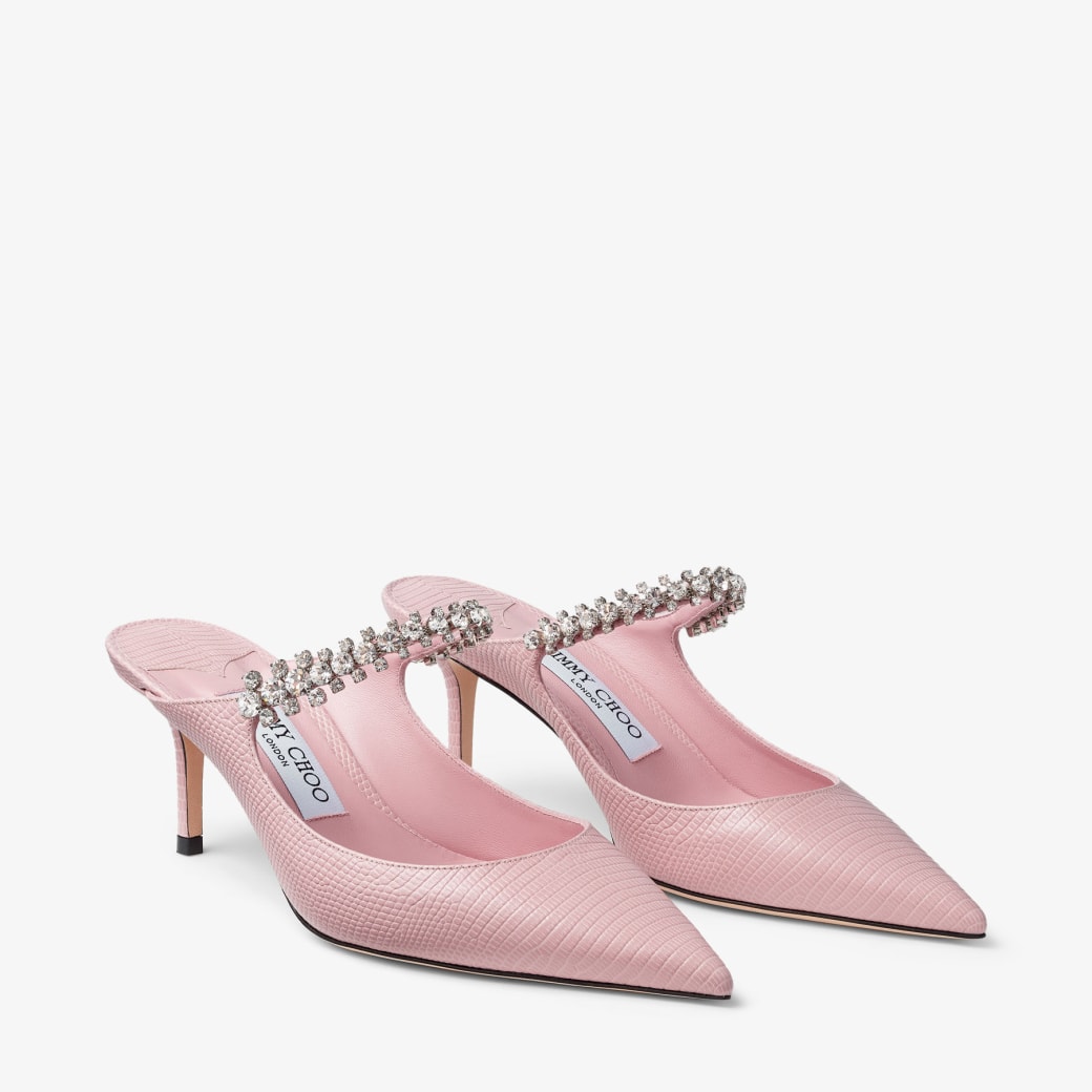 JIMMY CHOO★Bing 65★クリスタルピンクレザーミュール Bing 65|Rose Lizard Print Pumps| JIMMY CHOO