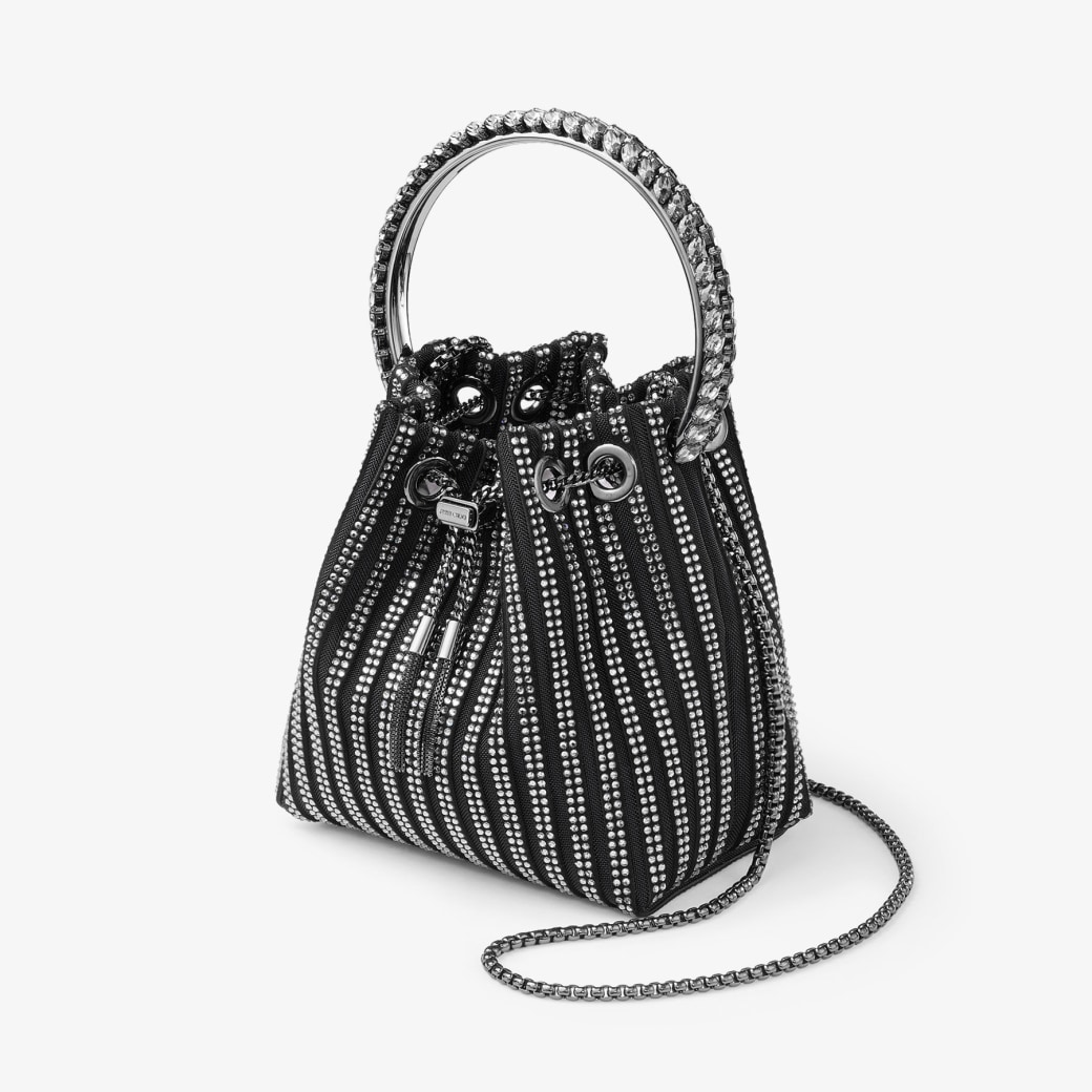 Bon Bon | Black/Smoke Mix Suede Bag | JIMMY CHOO