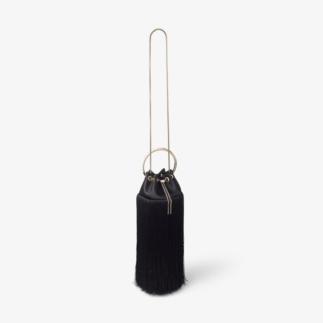 Black Satin Bag with Fringes | BON BON | Summer 2022