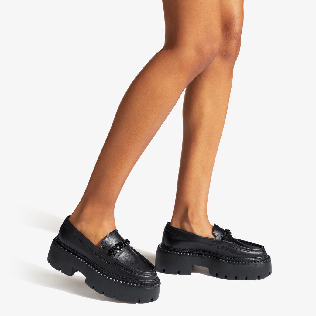 BRYER LOAFER FLAT | Black Box Calf Leather Loafers with