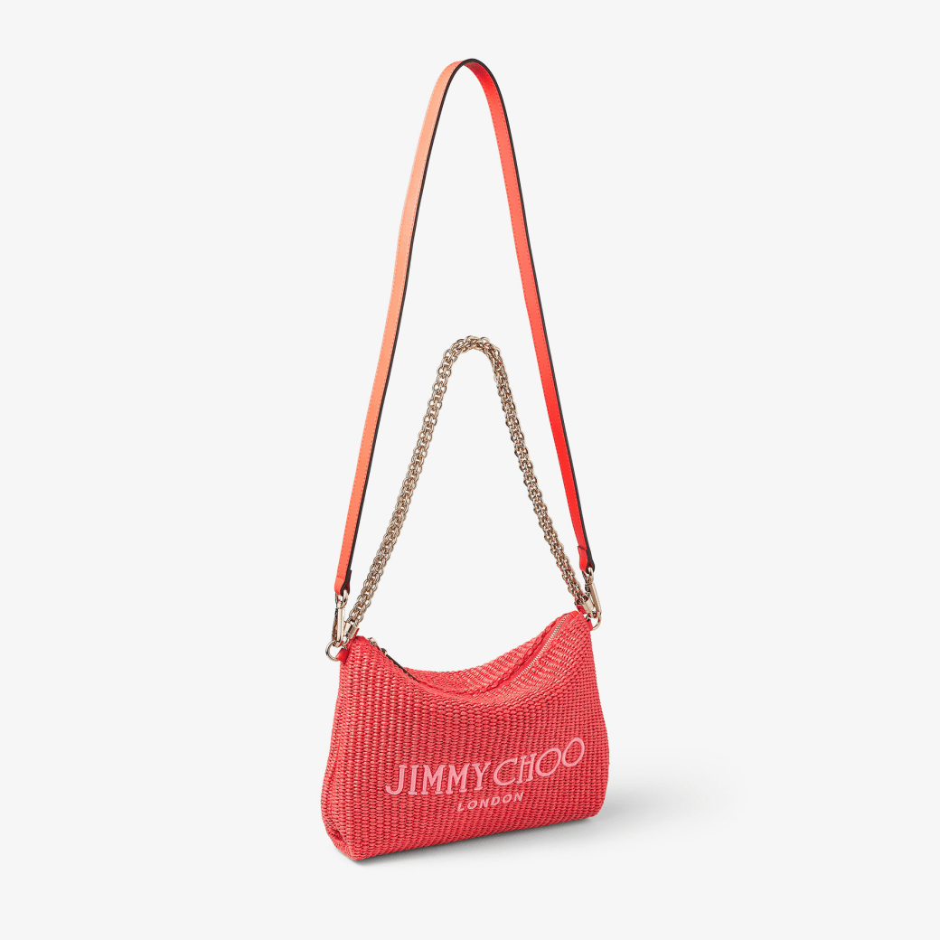 華やぎ【JIMMY CHOO】Callie ラフィア風ショルダーバッグ Callie Shoulder | Paprika Raffia Shoulder Bag | JIMMY CHOO