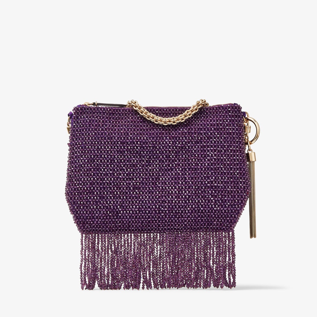 CALLIE SHOULDER | Cassis Satin Shoulder Bag with Crystal