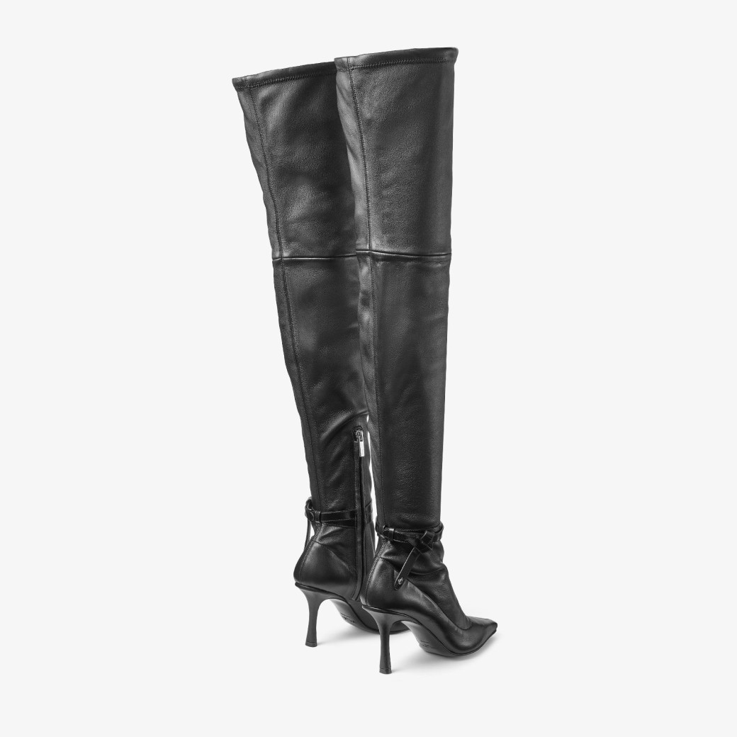Camie Over The Knee 85 Black Stretch Nappa and Spazzolato