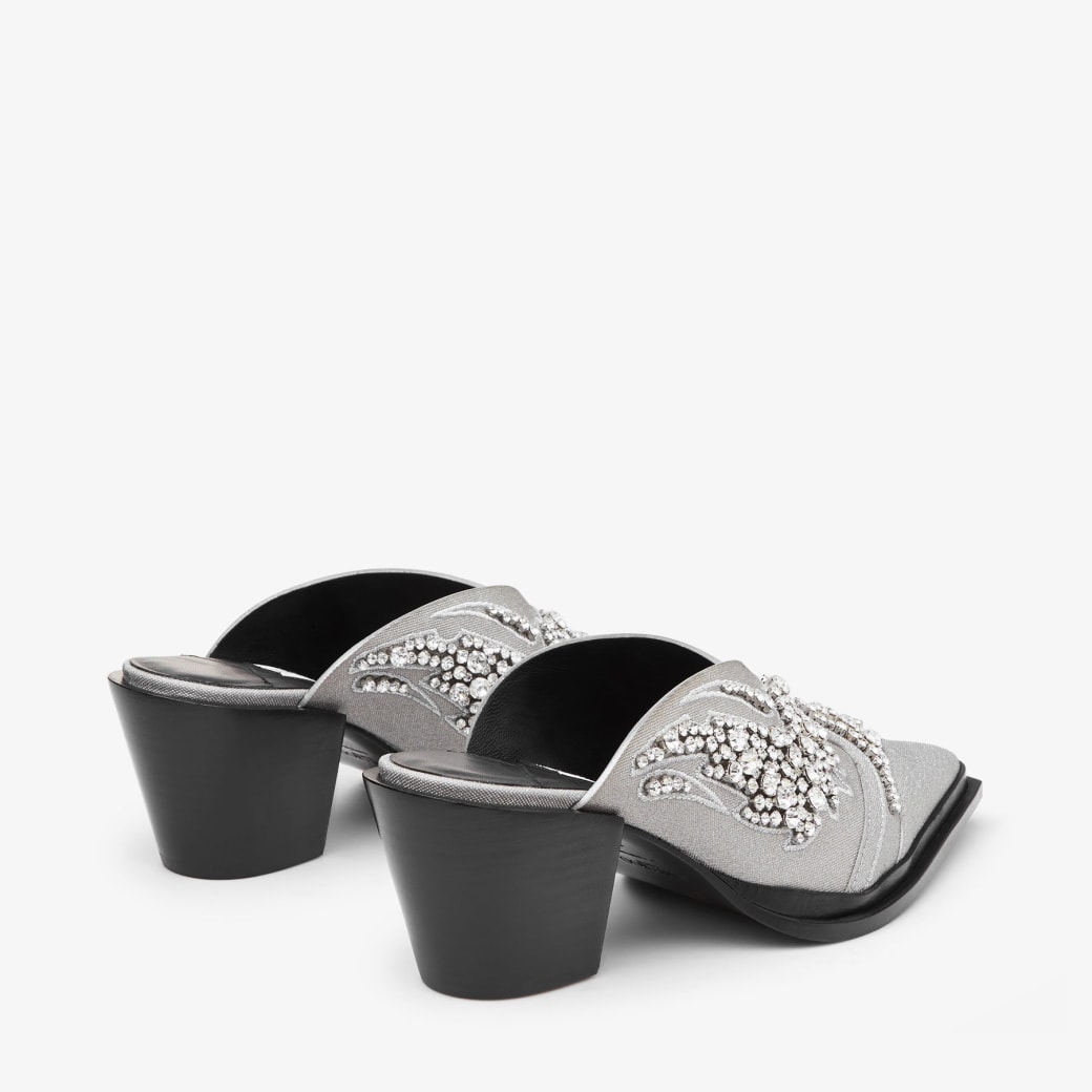 Cece Mule ll 60|銀色混色閃粉面料鞋| JIMMY CHOO