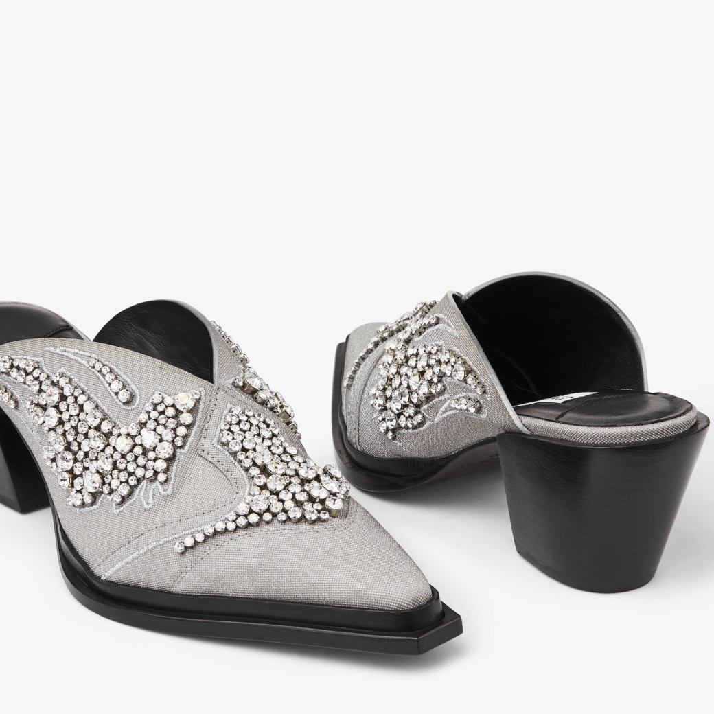 Cece Mule ll 60|銀色混色閃粉面料鞋| JIMMY CHOO