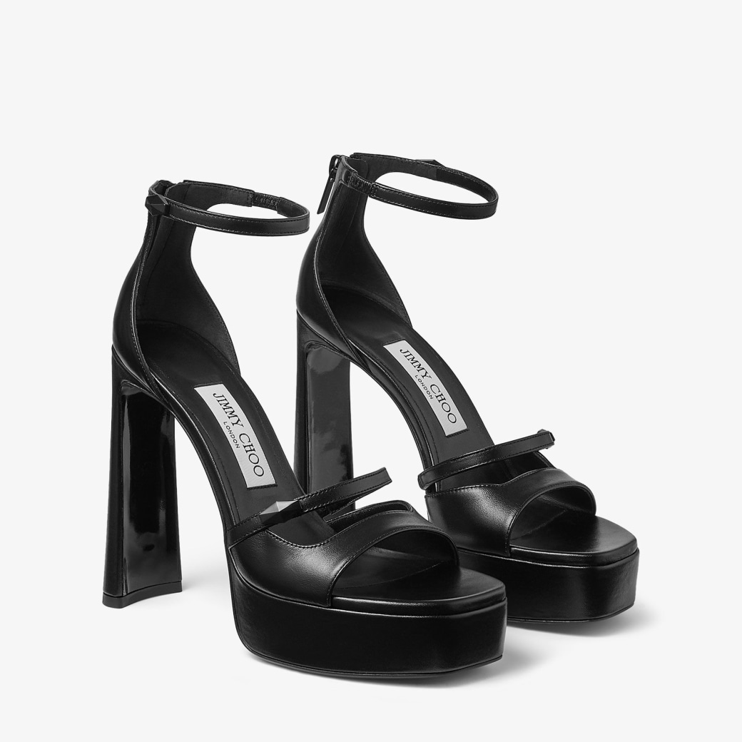 Claressa/PF 125 | Black Leather Platform Sandals | JIMMY CHOO NZ