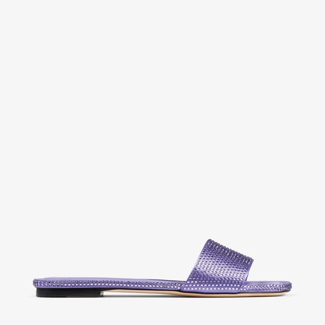 Clovis Flat|Tanzantie Satin Crystal Flats| JIMMY CHOO