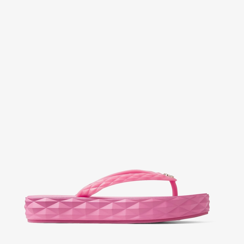 Candy Pink Rubber Flip-Flops | DIAMOND FLIP FLOP | Summer 2022 collection |  JIMMY CHOO NZ
