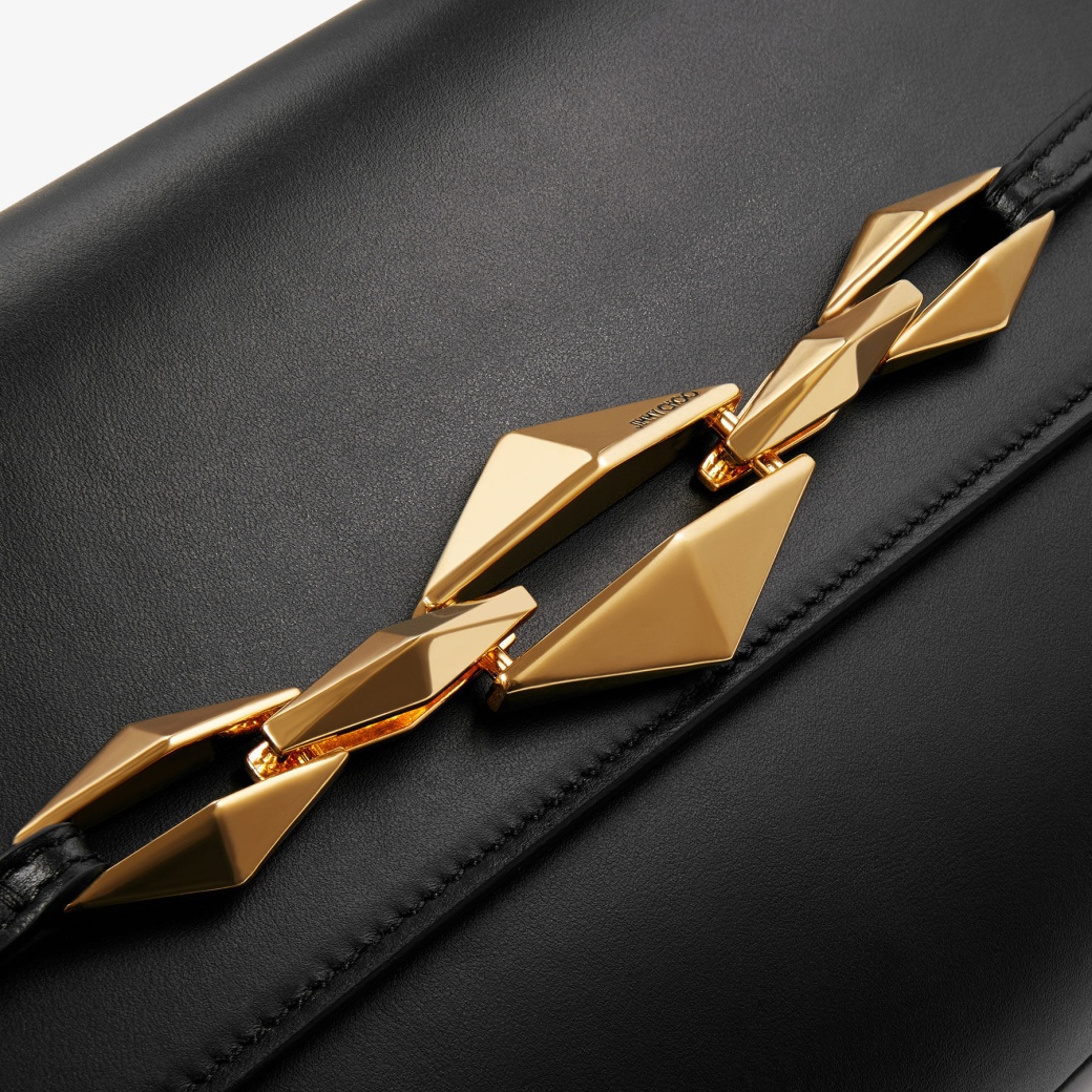 ★JIMMY CHOO★DIAMOND SHOULDER EAST-WEST S★Black Diamond Shoulder | Black Calf Leather Mini Bag | JIMMY CHOO CA