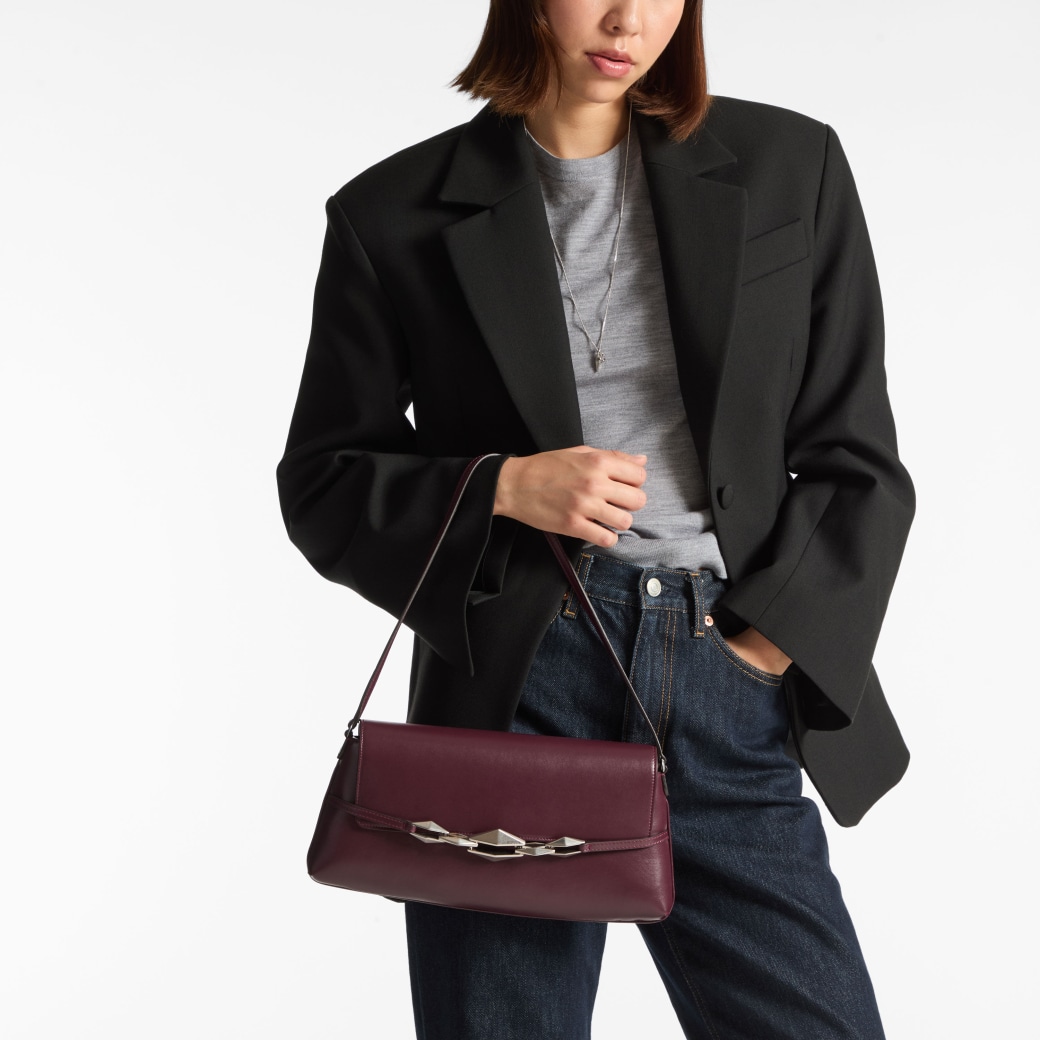 Diamond Shoulder | Garnet Calf Leather Bag | JIMMY CHOO