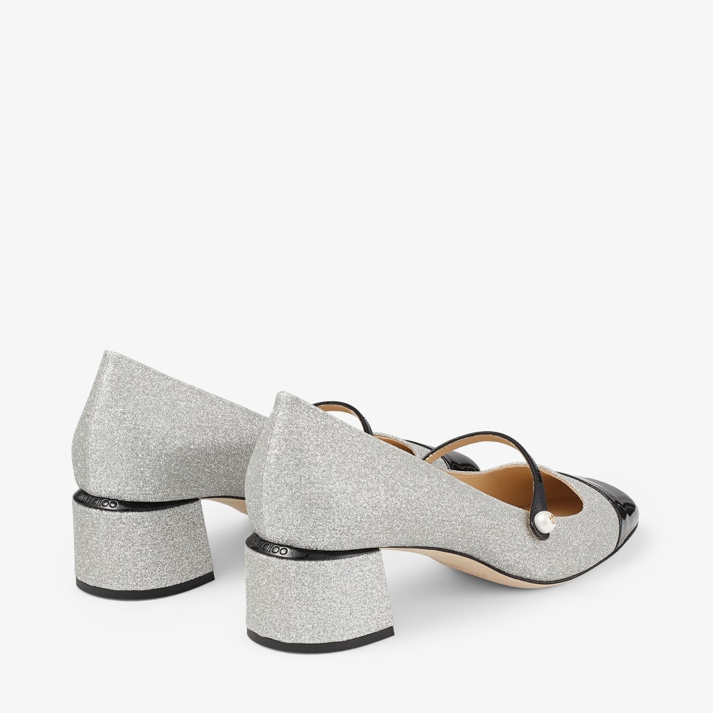 【関税込み】Jimmy Choo シルバー Elisa 45 ヒール Elisa 45|Silver/Latte Glitter Leather Pumps| JIMMY CHOO