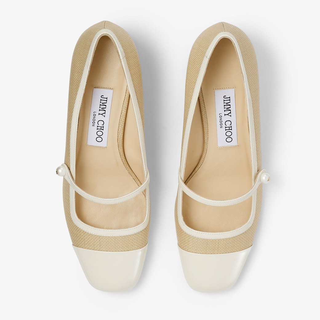 Elisa 45|Latte/Natural Patent Leather Pumps| JIMMY CHOO