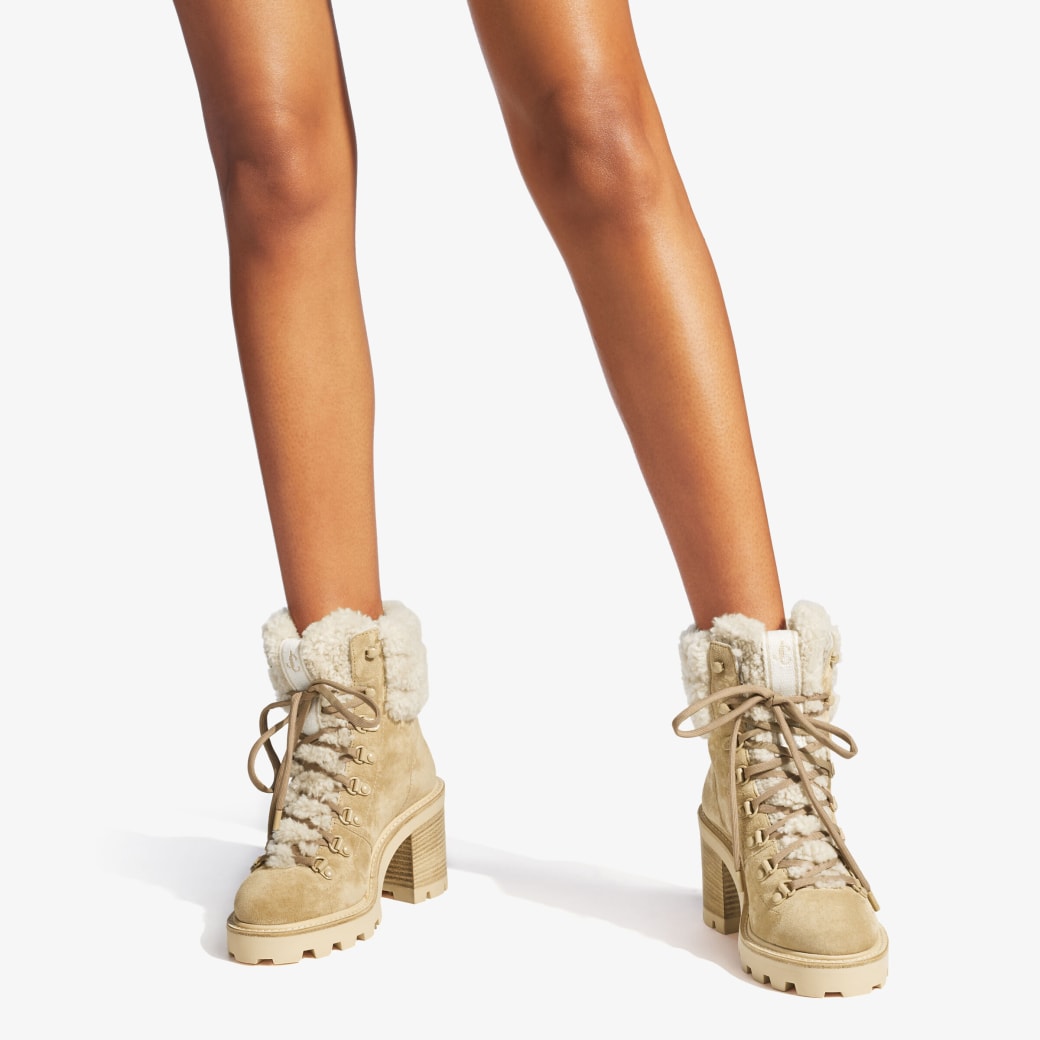 Stucco Suede Heeled Hiking Boots with 