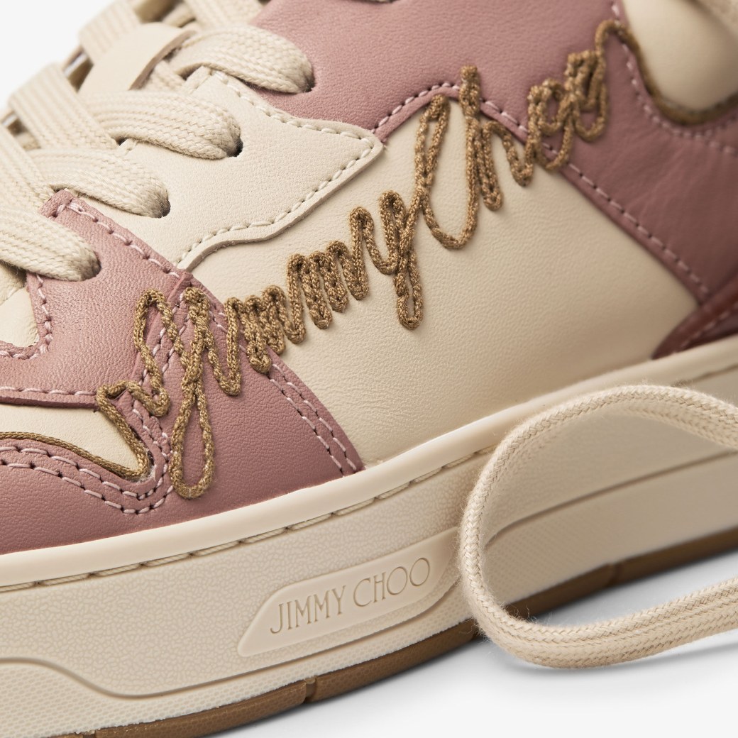 【JIMMY CHOO】FLORENT/F BALLET PINK LEATHER ★関税送料込み FLORENT/F | Powder Pink and Pastel Mix Leather Trainers