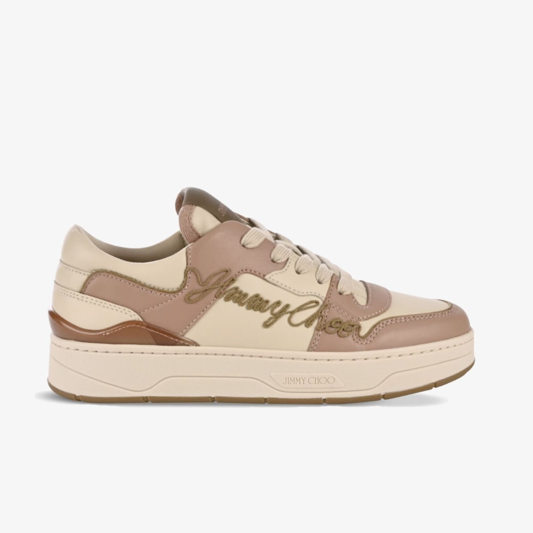Florent F |Ballet Pink/Khaki Leather Mix Low Top Trainers