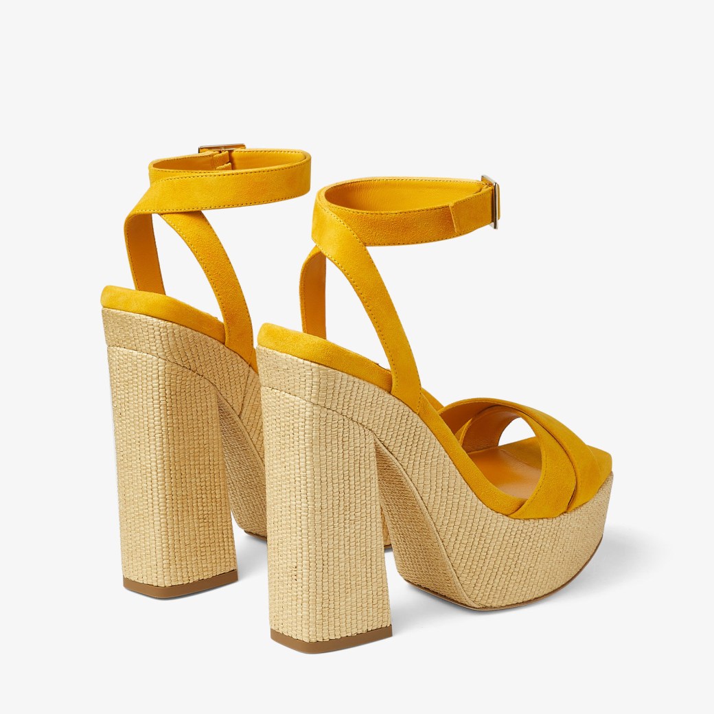 GAIA 140 | Sunflower Suede and Natural Raffia Platform