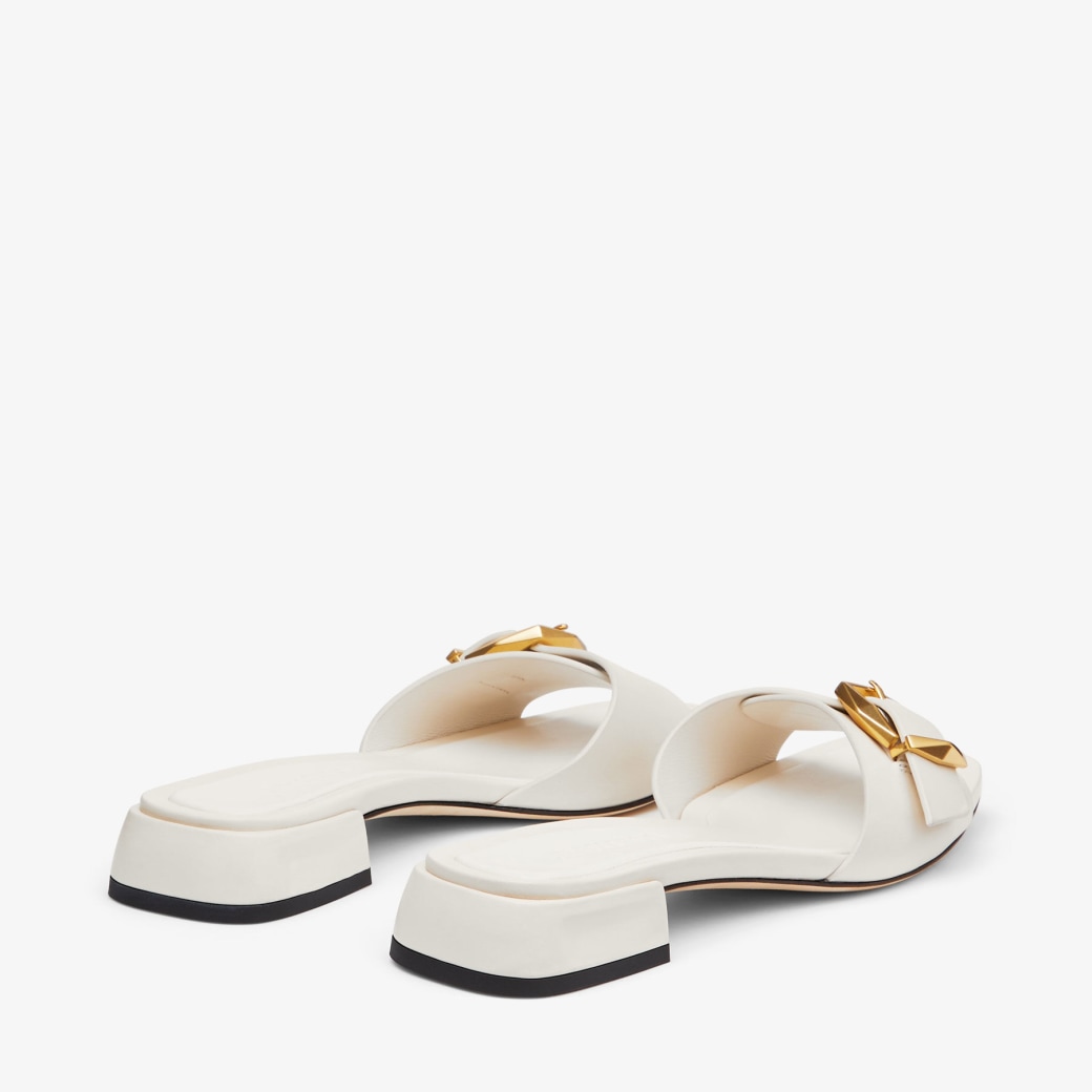 JIMMY CHOO Hawke Mule Flat レザー フラットシューズ Hawke 40 leather mules in white - Jimmy Choo | Mytheresa