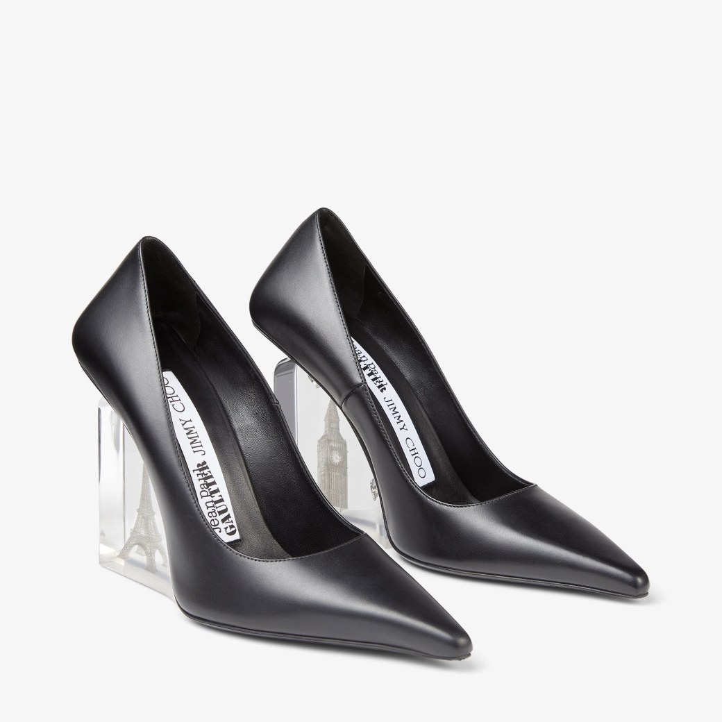 JIMMY CHOO / JEAN PAUL GAULTIER WEDGE | Black Calf Leather