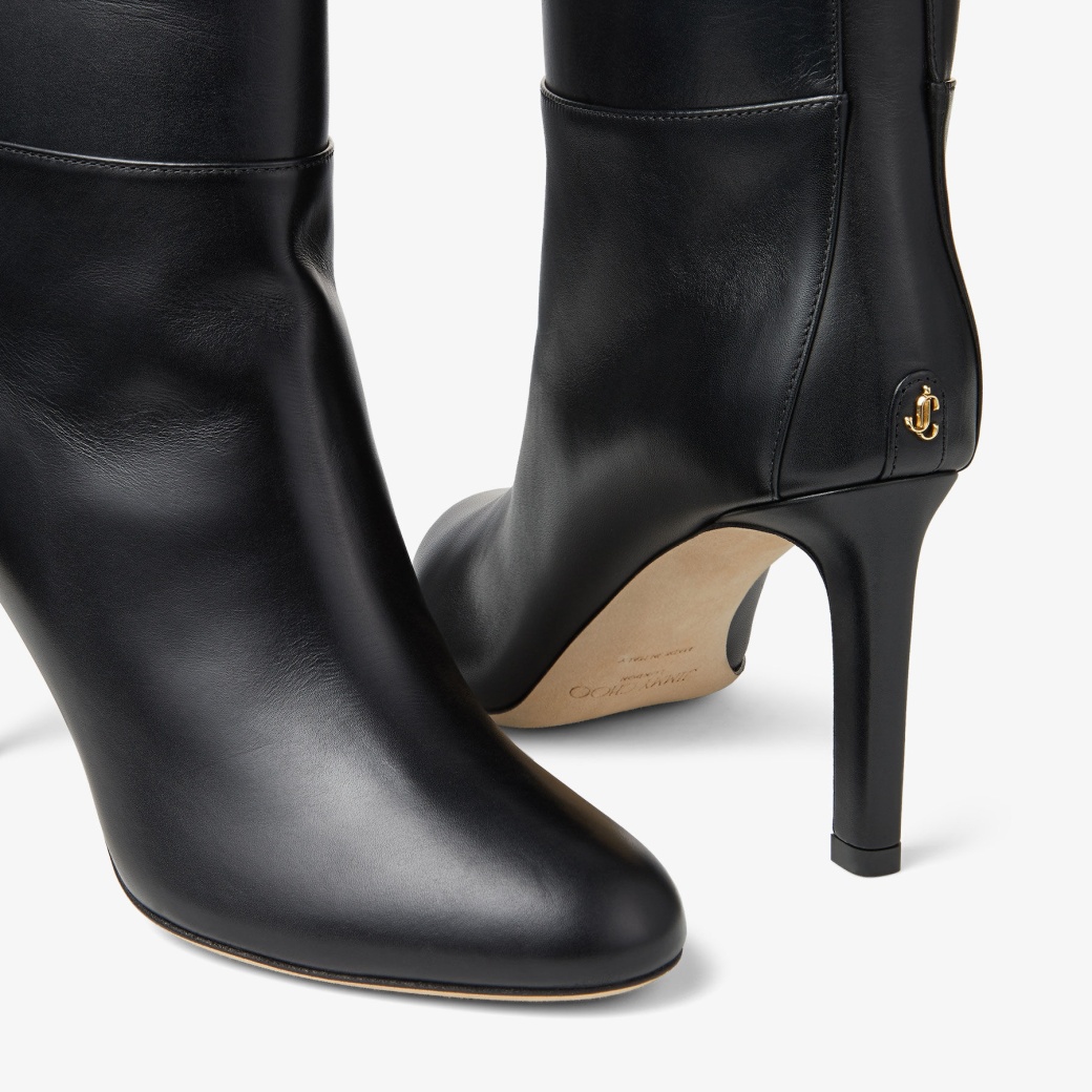 Black Calf Leather Knee-High Boots | KARTER 85 | Autumn 2022